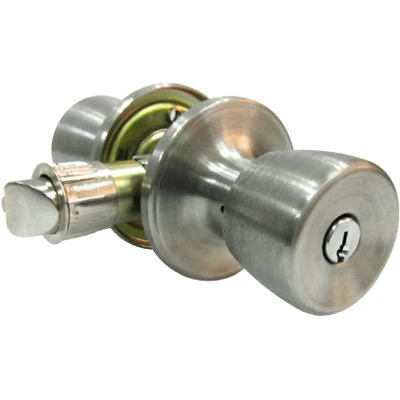 Mobile Home Entry Lockset With Tulip-style Knob, Stainless Steel Finish