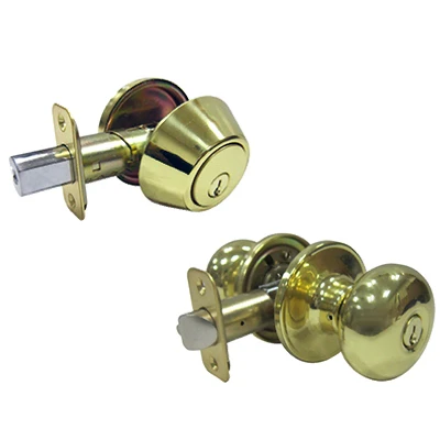 Mushroom Style Combo Lock Pack in Polished Brass Finish