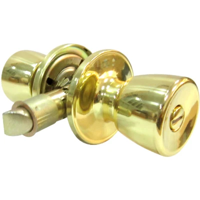 Mobile Home Privacy Lockset with Tulip-Style Knob in Polished Brass Finish