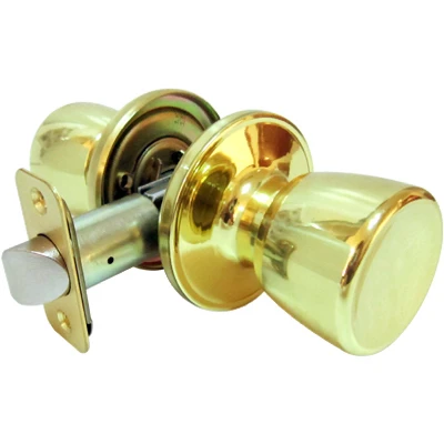 Medium Tulip Knob Passage Lockset, Polished Brass, Adjustable Backset, Grade 3