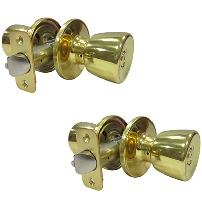 Tulip Entry Twin Pack Locksets, Polished Brass Finish, Model Ts700bd Kd