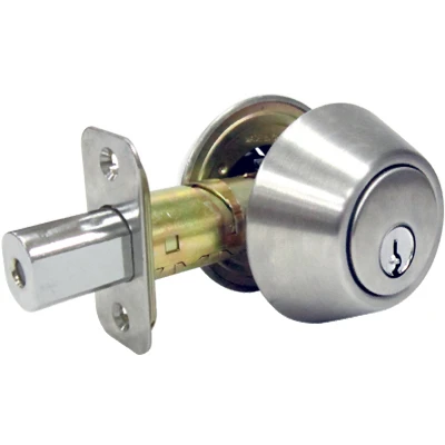 Double-Cylinder Deadbolt Lock, Stainless Steel Finish, Keyed Both Sides