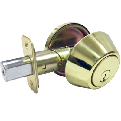 Single-cylinder Deadbolt, Polished Brass Finish, Adjustable Backset, Grade 3