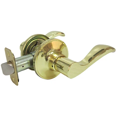 Naples-Style Reversible Lever Passage Door Lockset in Polished Brass Finish