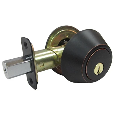 Double Cylinder Deadbolt Lock in Aged Bronze Finish for Enhanced Security
