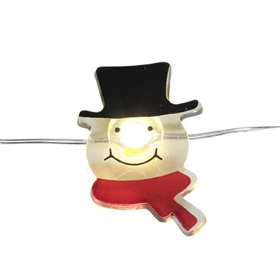 Snowman Led Light Set, Battery Operated, 20 Warm White Lights With Timer