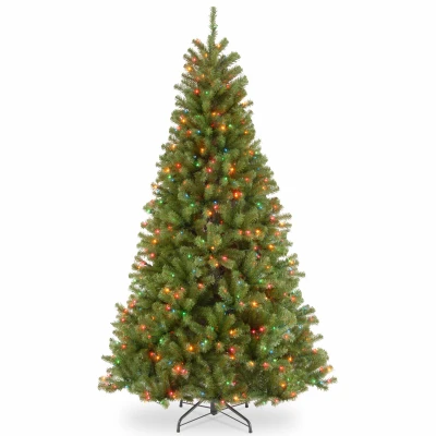 Artificial North Valley Spruce Tree Green with 550 Multi-Color Lights 7.5 Feet Tall