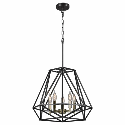 5-Light Chandelier, Dark Bronze/Antique Brass Accents