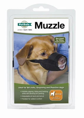 Black Medium Dog Muzzle Adjustable Comfortable Fit Durable Material