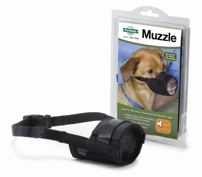 Black Medium Dog Muzzle Adjustable Comfortable Fit Durable Material