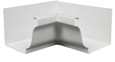Gutter Inside Mitre, White Galvanized Steel, 5 In.