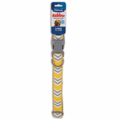 Dog Collar, Yellow Chevron, 1 x 16-26-In.