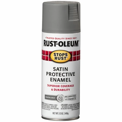 Stops Rust Satin Spray Paint, Coastal Gray, 12 oz.