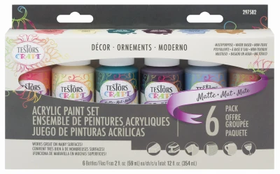 Acrylic Craft Paint Set, Matte, 2-oz., 6-Pk.