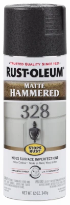 Stops Rust Hammered Spray Paint, Matte Black, 12-oz.