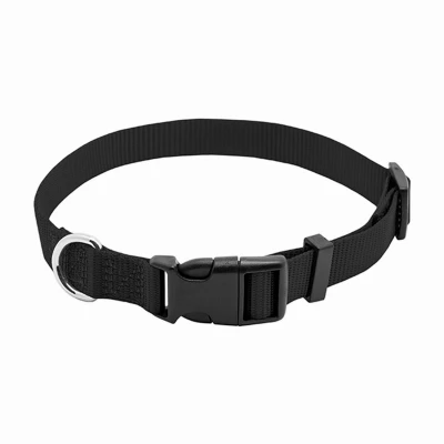 Adjustable Black Nylon Dog Collar With Quadlock Buckle, 3/4 X 14 To 20-inches