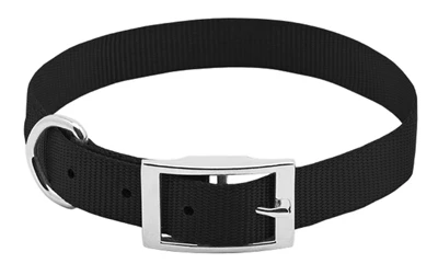 Dog Collar, Adjustable, Black Nylon, 3/4 x 17 to 20-In.