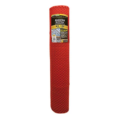 Diamond-grid Plastic Barrier Fence, 4' X 50' Roll, Uv Stabilized