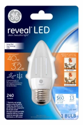 Reveal Led Light Bulb, Clear, 240 Lumens, 3.2-watts, Dimmable