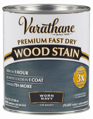 Fast Dry 1-Coat Interior Wood Stain, Oil-Based, Worn Navy, 1-Qt.