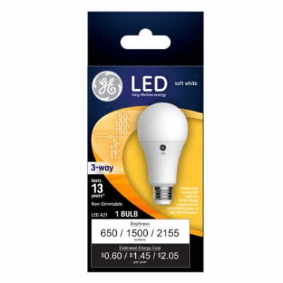 LED 3-Way Light Bulb, Soft White, A19 Medium Base, 5/12/17 Watt