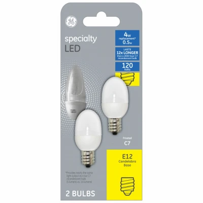 LED Night Light Bulb, C7, White, 0.5 Watt