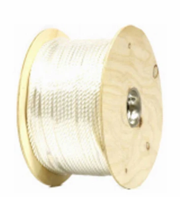 Nylon Rope, Twisted, White, 3/8 In.
