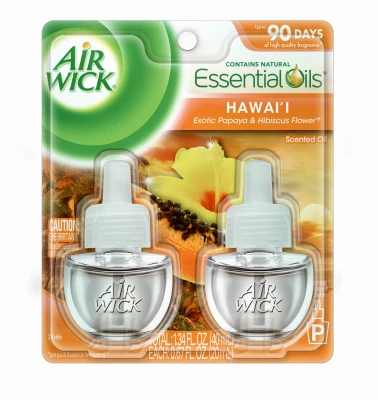 Scent Oils Refill With Aromatherapy, Hawaii Exotic Papaya & Hibiscus, .67 oz., 2-Pk.