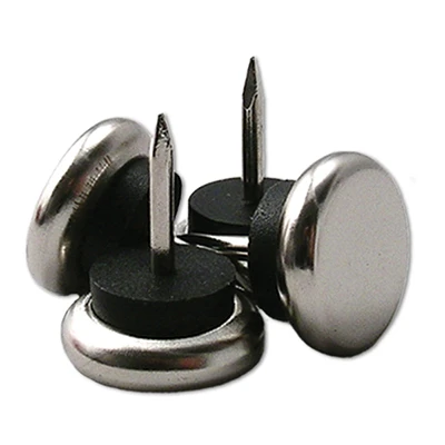 Furniture Glides, Nail-on Cushioned, Metal Base, 1-1/16-in., 4-pk, Easy Install