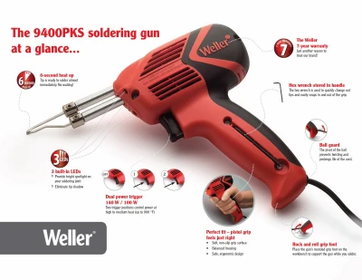 LED Soldering Gun Kit, Fast Heating, 140/100-Watt, 120-Volt