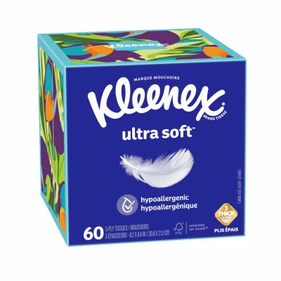 Facial Tissues, Ultra Soft, 3-Ply, 60-Ct.