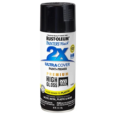 Painter's Touch 2X Premium High-Gloss Spray Paint, Black, 12-oz.