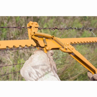 Fence Stretcher with Controlled Release Mechanism for Secure and Safe Fence Installation