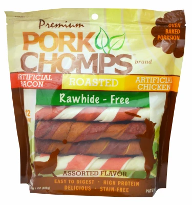 Dog Treats, Premium Pork Skin Twistz, 12-Ct.
