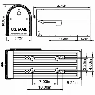 Edwards Large Post-Mount Mailbox in Black Steel Finish