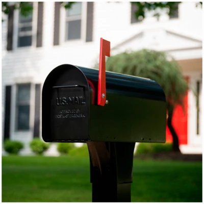 Ironside Large Post-Mount Mailbox Black Steel Durable Weather-Resistant