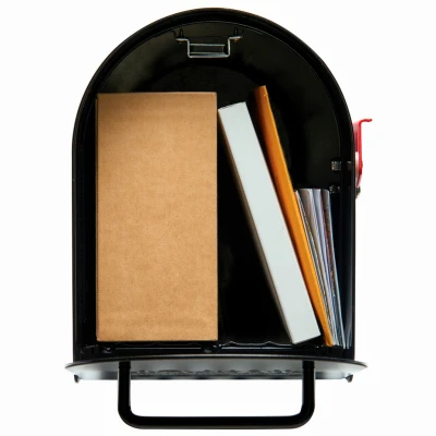 Ironside Large Post-Mount Mailbox Black Steel Durable Weather-Resistant