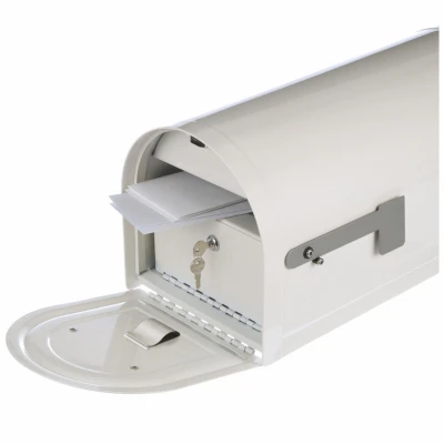 Reliant Large Locking Post-Mount Mailbox in White Steel