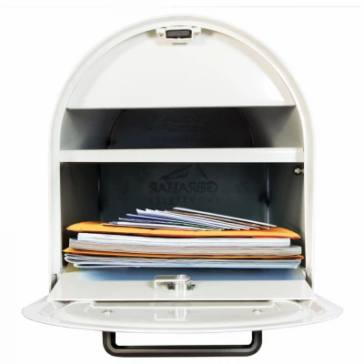 Reliant Large Locking Post-Mount Mailbox in White Steel