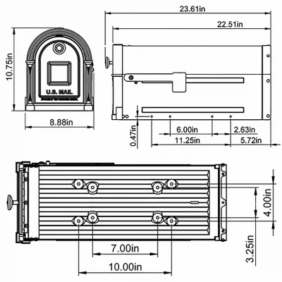 Garrison Large Post-Mount Mailbox in Venetian Bronze Steel Finish