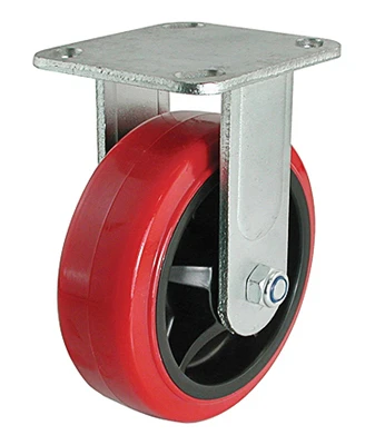 6 Inch Red Polyurethane Wheel Rigid Caster for Heavy Duty Applications