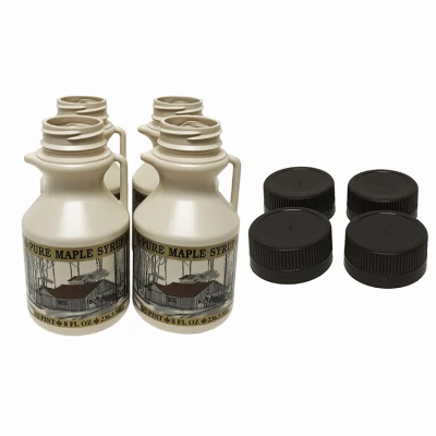 Maple Syrup Jugs With Covers, Plastic, 0.5-Pt., 4-Ct.