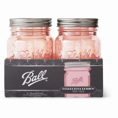 Vintage Collection Mason Jars, Wide Mouth, Pink, 16-oz., 4-Pk.