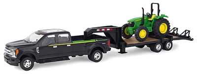 John Deere Tractor With Ford F-350 & Gooseneck Trailer Hauling Set, 1:32 Scale