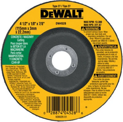 Concrete/Masonry Cutting Wheel, 4-1/2 x 1/8 In.
