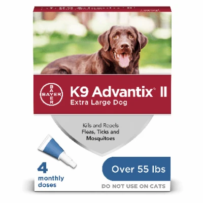 Flea And Tick Prevention & Treatment for Dogs over 55 Lbs., 4 Doses