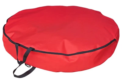 Artificial Wreath Storage Bag, Heavy Duty Red Polyester, 36-inch With Handles