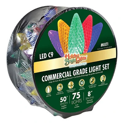 Commercial Grade Led Christmas Lights, Multi-color C9, 75 Count Reel, 50' Length