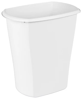 Rectangular White Wastebasket 10 Gallons Capacity Durable Plastic