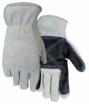 Large Men's Split Leather Fencing Work Gloves With Double Palm And Rolled Cuff